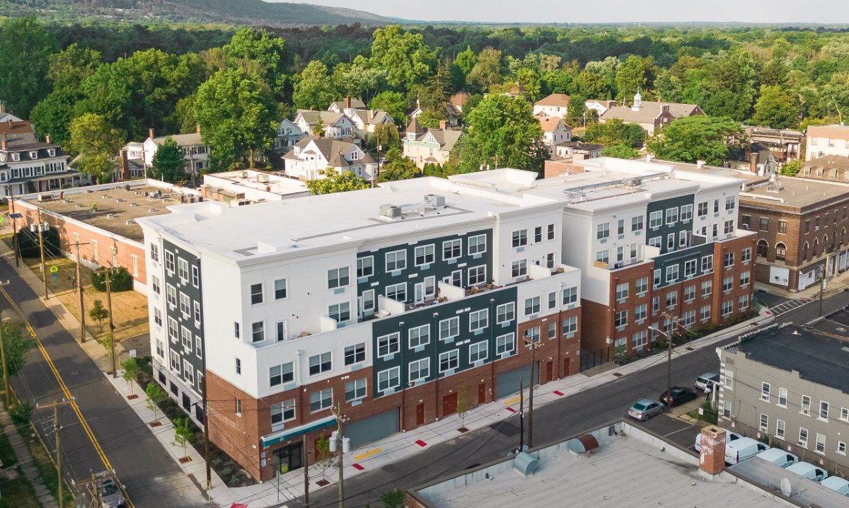 Aerial shot of Mohring Place Luxury Apartment building